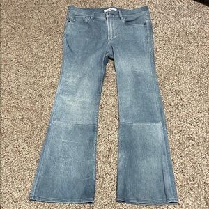 Frame reboot crop leather - genuine- Women's light washed Flared jeans